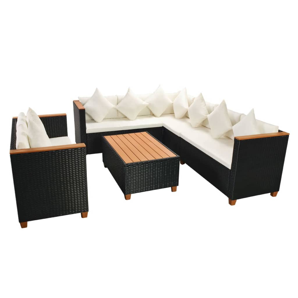 Vidaxl Set Muebles De Jardín 5 Piezas Y Cojines Ratán Sintético Negro_3
