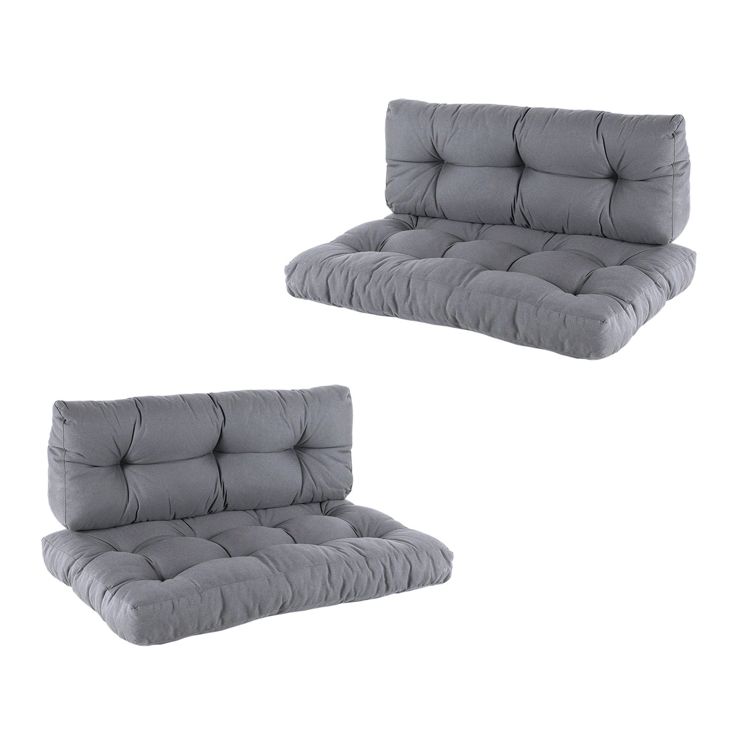 Pack 2 Cojines Para Palets, Cojín De Asiento 80x120x16 Cm + Cojín Respaldo 42x120x16 Cm, Olefin Color Gris, Repelente Al Agua_0