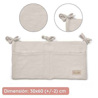 Organizador De Cuna Con Compartimentos Muselina Beige_2