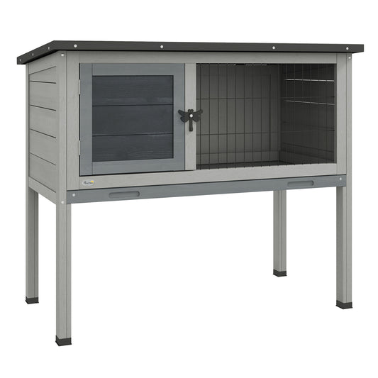 Conejera Pawhut Madera De Abeto Gris 84x43x70 Cm_0