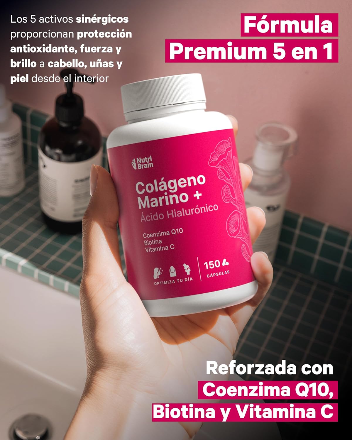 Colágeno Marino Con Ácido Hialurónico Y Q10 Nutribrain 150 Cápsulas_3