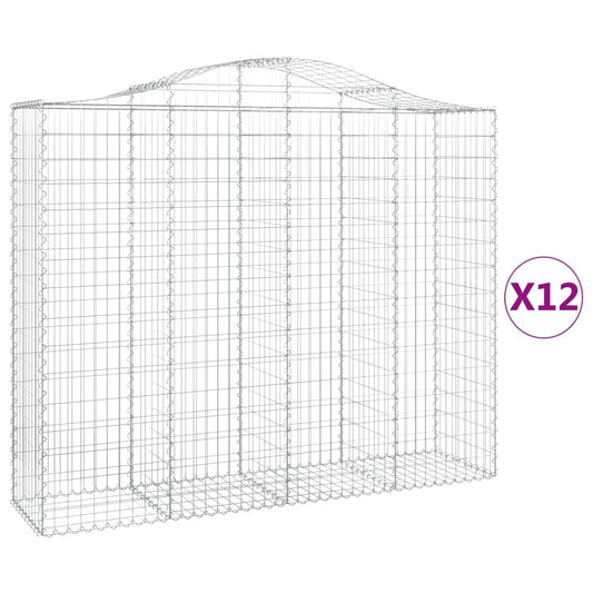 Cestas Gaviones 12 Uds Forma De Arco Hierro 200x50x160/180 Cm_0