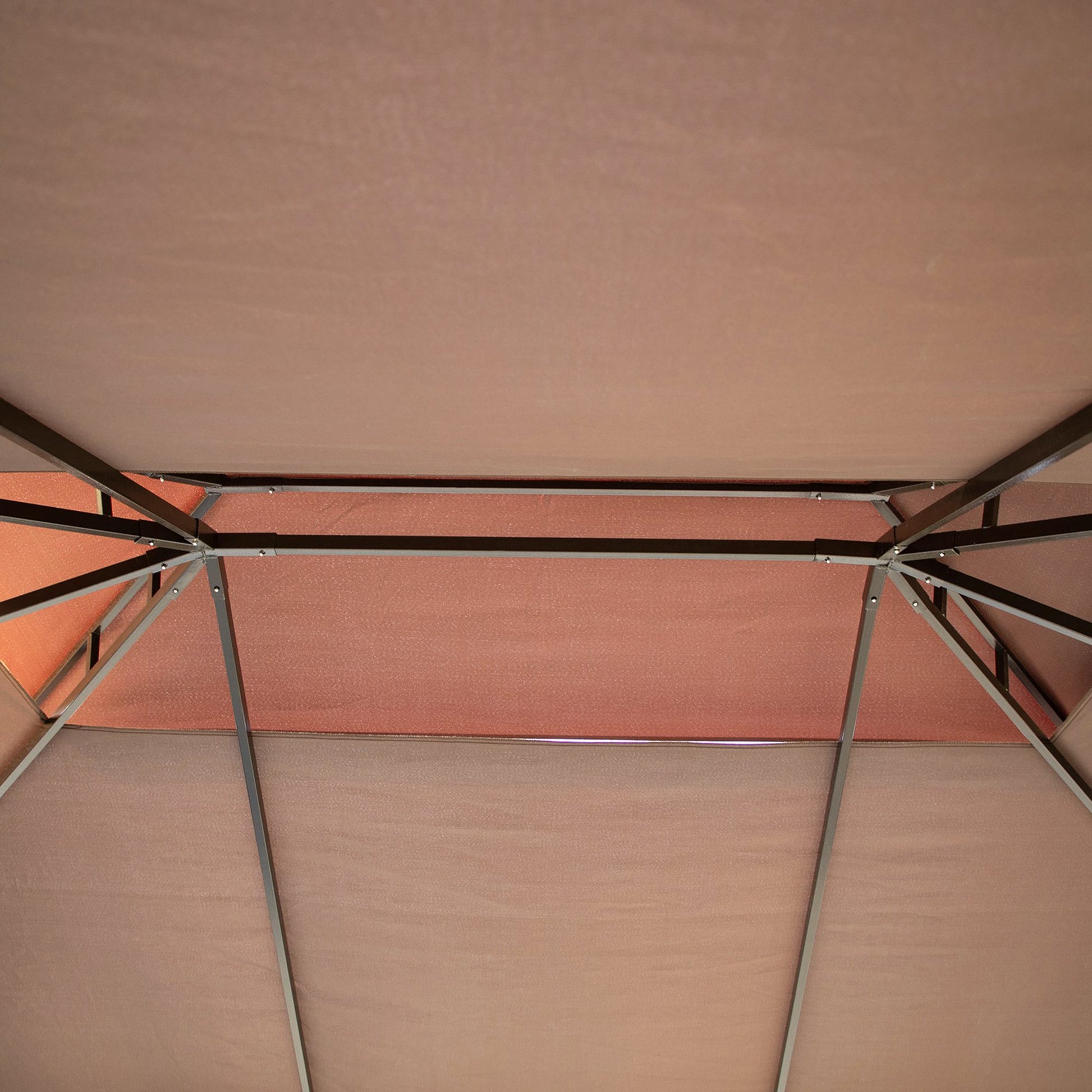 Outsunny Cenador De Jardín 4x3 M Con Doble Techo 4 Cortinas 4 Mosquiteras Café_4