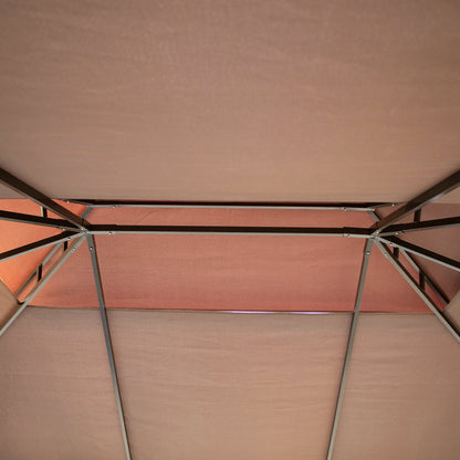Outsunny Cenador De Jardín 4x3 M Con Doble Techo 4 Cortinas 4 Mosquiteras Café_4