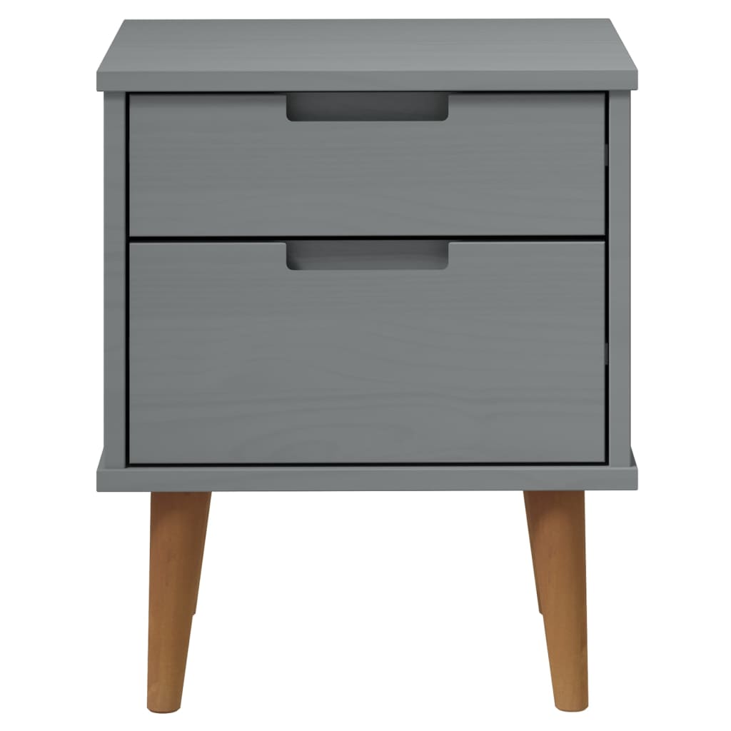 Mesita De Noche Molde Madera Maciza De Pino Gris 40x35x48 Cm_2