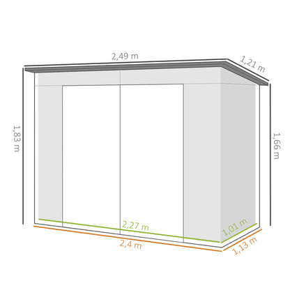 Outsunny Caseta De Jardín Exterior 2,7m² 249x121x183 Cm Con Doble Puerta Gris_2