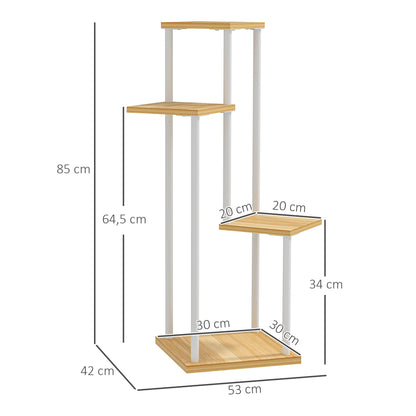Outsunny Estantería Para Plantas De 4 Niveles De Madera 53x42x85 Cm Natural_2