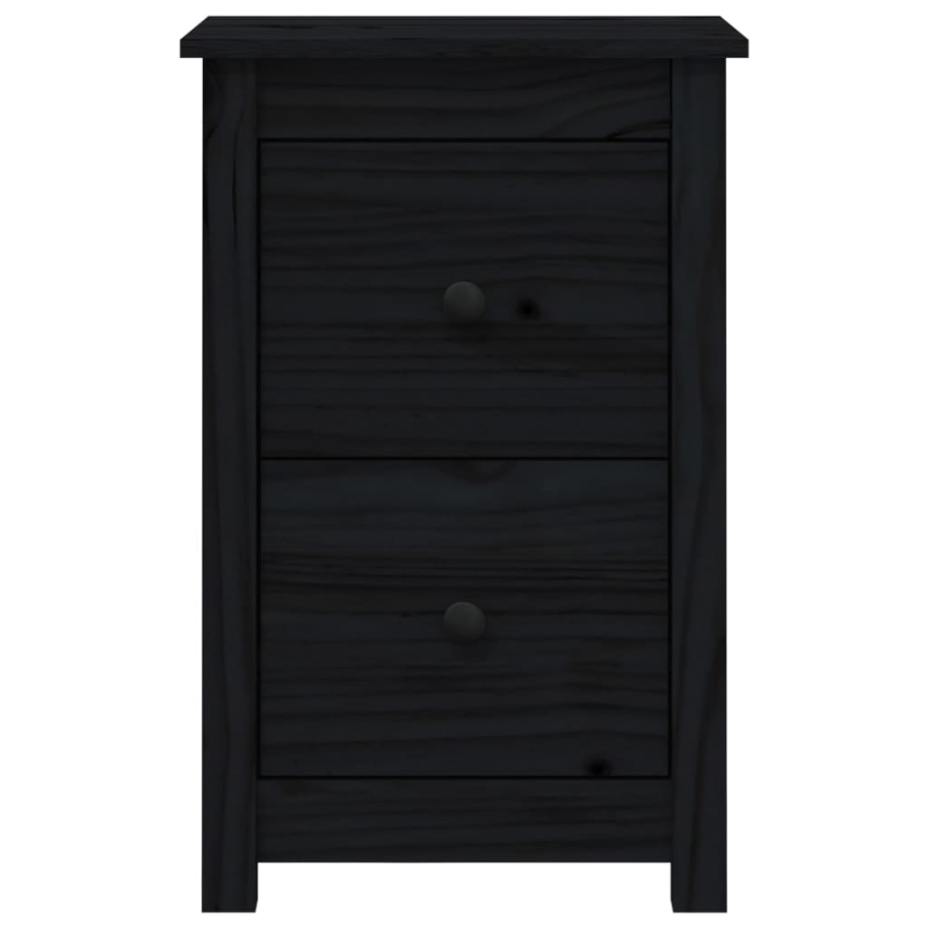 Mesita De Noche Madera Maciza De Pino Negro 40x35x61,5 Cm_1