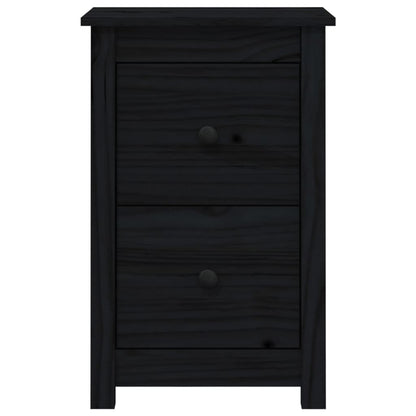 Mesita De Noche Madera Maciza De Pino Negro 40x35x61,5 Cm_1