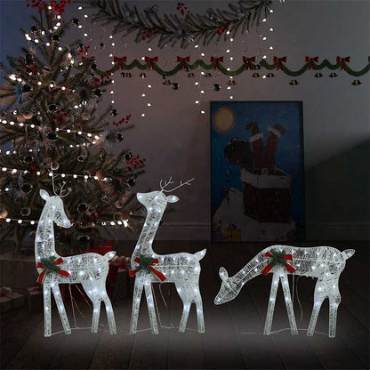 Vidaxl Familia Renos De Navidad Malla Blanca Frío Blanco 270x7x90 Cm_1