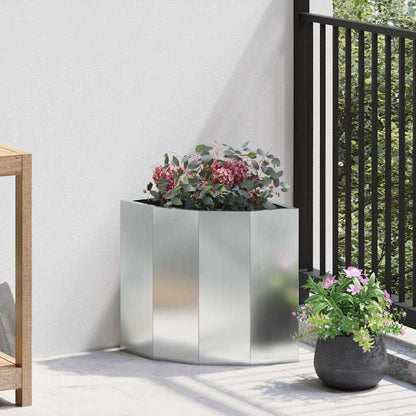 Macetero De Esquina Plateado 30 X 30 X 35 Cm Acero Galvanizado_1