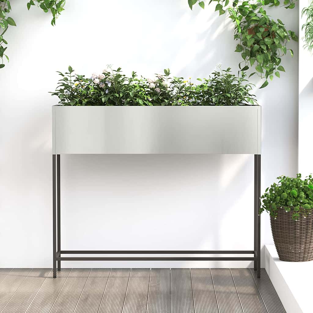 Jardinera Elevada Plateado 100 X 26 X 82 Cm Acero Galvanizado_1