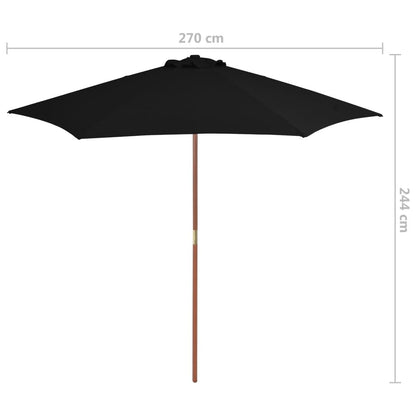 Vidaxl Sombrilla De Jardín Con Palo De Madera Negro 270 Cm_2