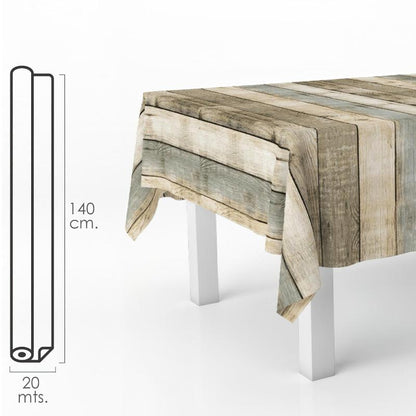 Mantel Hule Rectangular Tablones Madera. Impermeable Antimanchas Pvc 140 Cm. X 20 Metros. Rollo Recortable. Interior Y Exterior_0