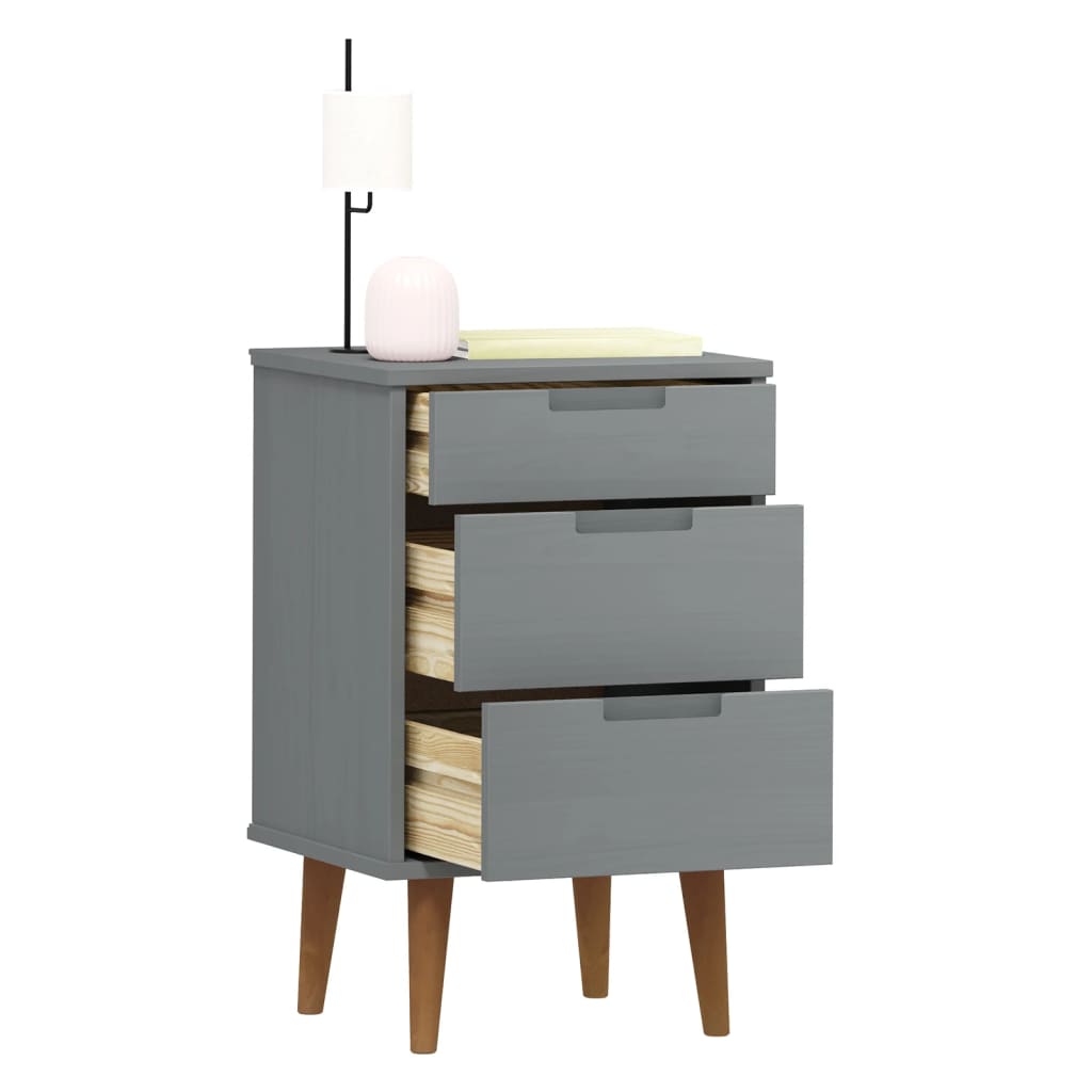 Mesita De Noche Molde Madera Maciza De Pino Gris 40x35x65 Cm_1