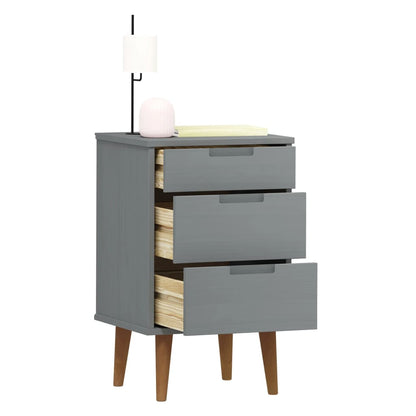 Mesita De Noche Molde Madera Maciza De Pino Gris 40x35x65 Cm_1