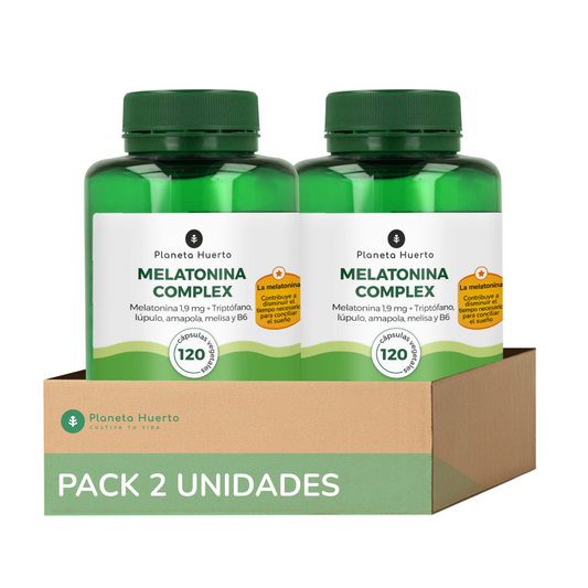 Embalagem 2x Complexo de Melatonina Planeta Huerto 120 cápsulas