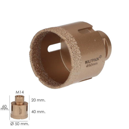 Corona Diamante Para Amoladora Ø 50 Mm. Conexión Rosca M14. Corte Seco_1