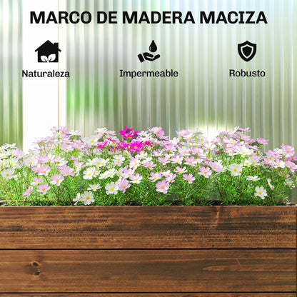 Outsunny Jardinera Exterior De Madera Con Ruedas 60x30x41 Cm Marrón Oscuro_5