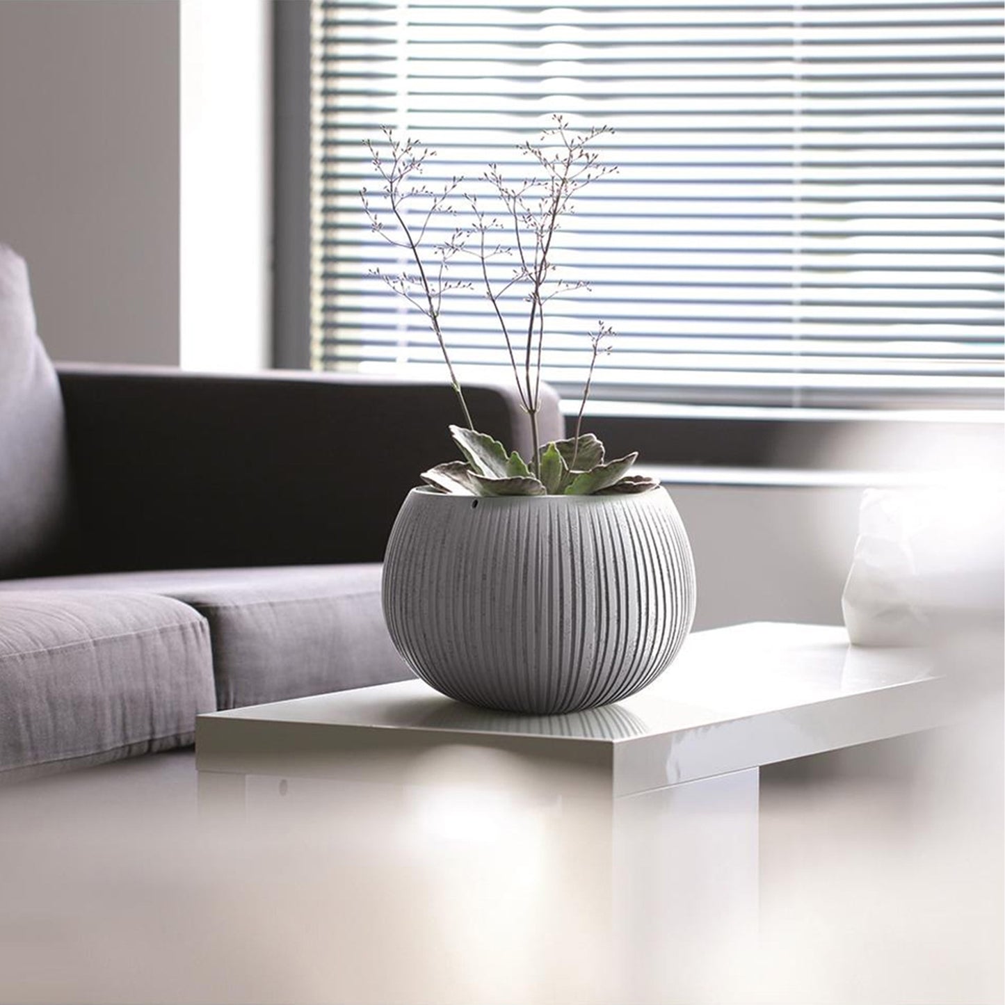 Prosperplast Beton Bowl De Plástico Con Depósito En Color Cemento, 11 (alto) X 14,4 (ancho) X 14,4 (profundo) Cms