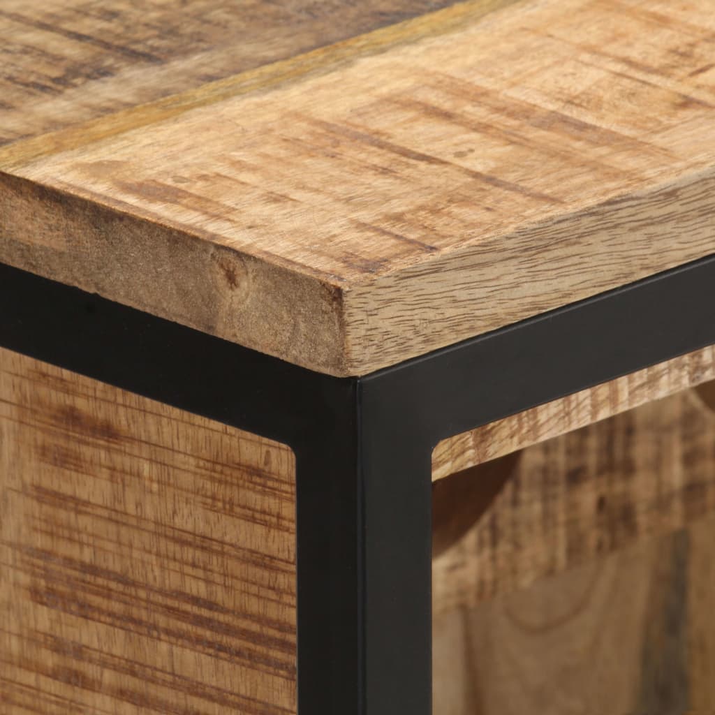 Botellero De Madera Maciza De Mango Rugosa 62x33x78,5 Cm_3