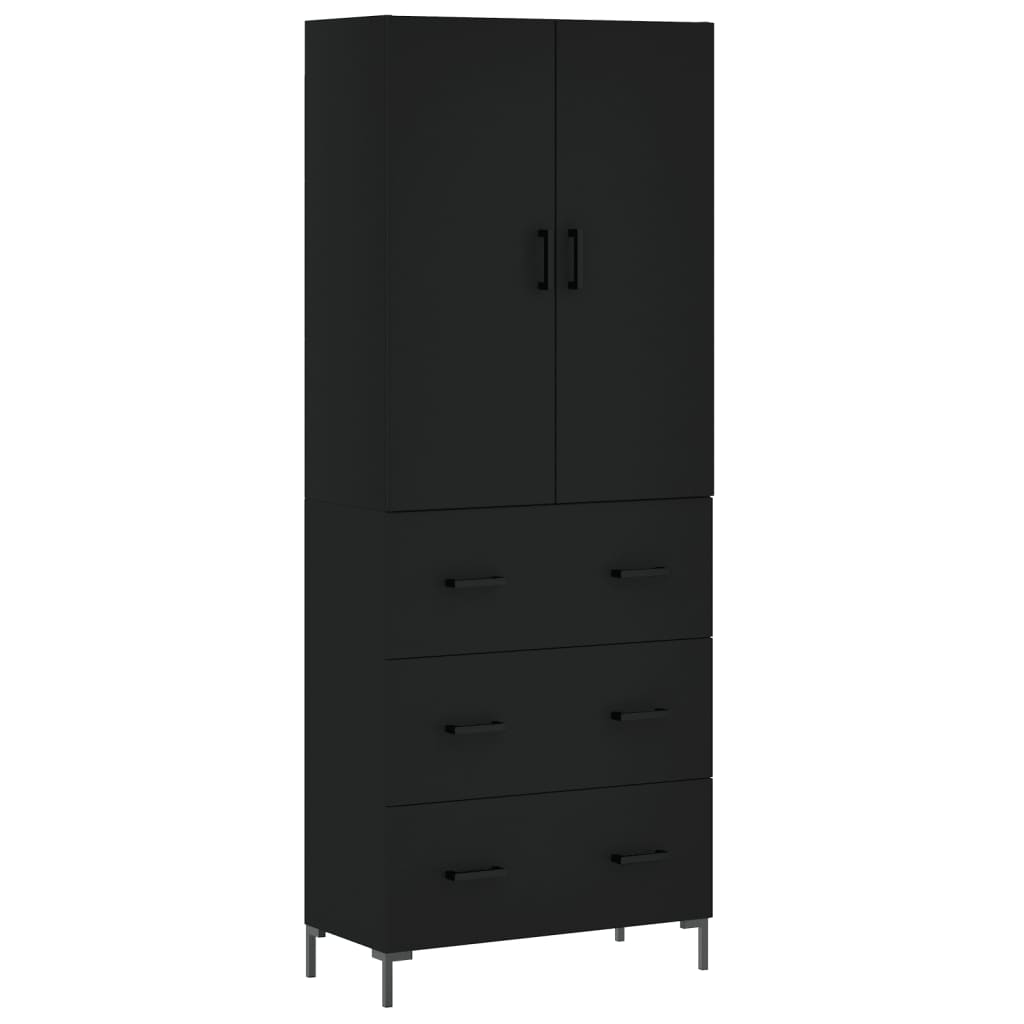 Aparador Alto Madera Contrachapada Negro 69,5x34x180 Cm_1