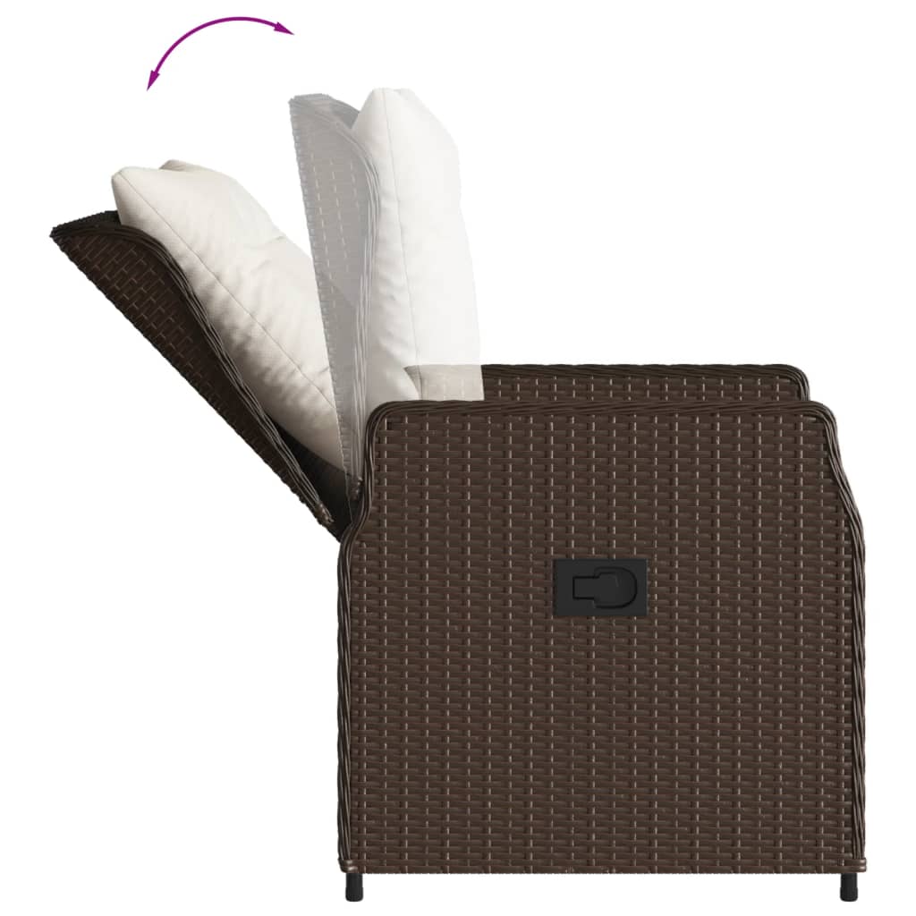 Set Comedor De Jardín 7 Pzas Con Cojines Ratán Sintético Marrón / Vetonek_2