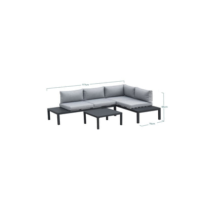 Manava Aluminio Gris Oscuro 5 Personas Esquina Set De Jardín 2 Sofás + 1 Mesa - Muebles De Jardín_2