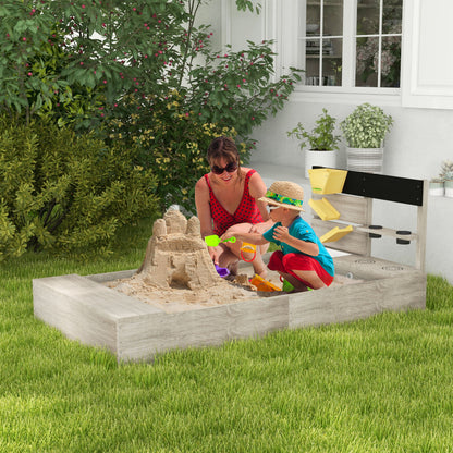 Outsunny Arenero Para Niños De Madera Con 2 Asientos 154x80x60 Cm Gris_1