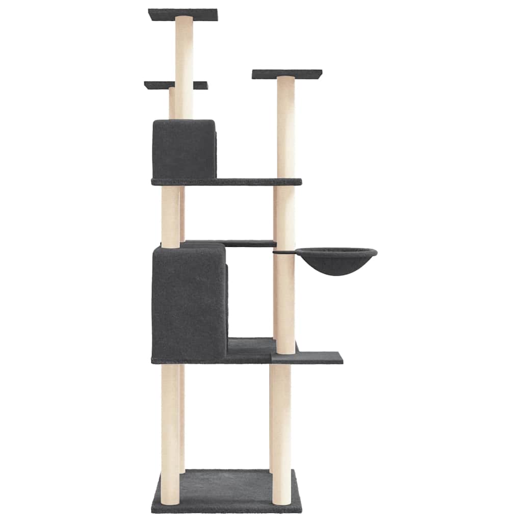Rascador Para Gatos Con Postes De Sisal Gris Oscuro 166 Cm_3