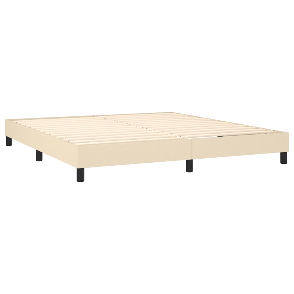 Cama Box Spring Colchón Y Luces Led Tela Crema 180x200 Cm / Vetonek_3