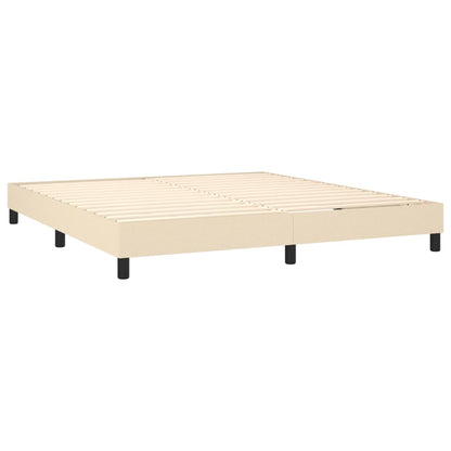 Cama Box Spring Colchón Y Luces Led Tela Crema 180x200 Cm / Vetonek_3