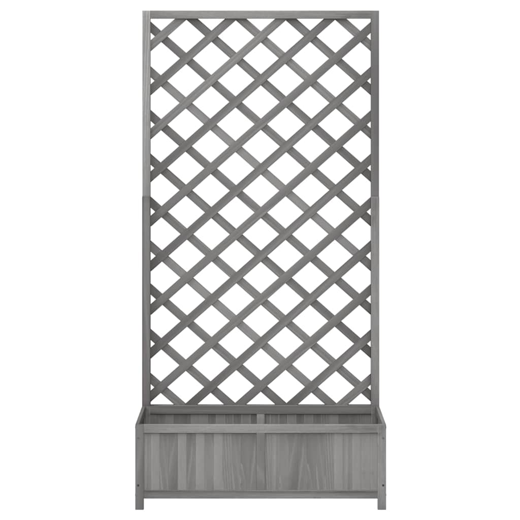 Jardinera Con Enrejado Gris 90x35x180 Cm Madera Maciza De Abeto_4