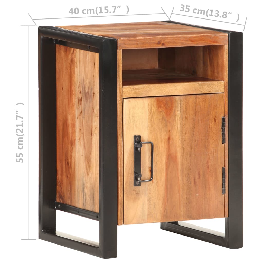 Mesita De Noche Madera Maciza De Acacia 40x35x55 Cm_3