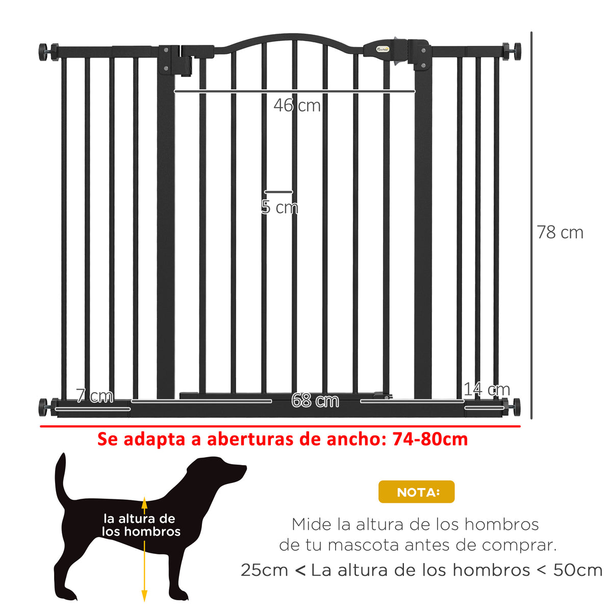 Pawhut Barrera Para Perros Con Ancho Ajustable 74-100 Cm Con 2 Extensiones Negro_2
