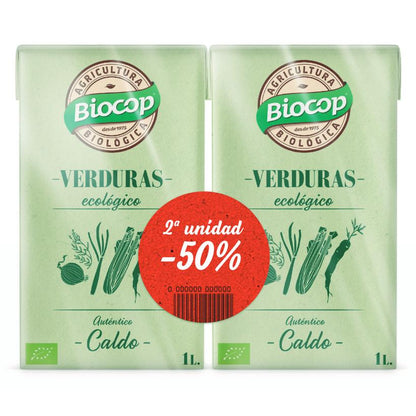Caldo de Legumes Biológico PROMO 50% DuoPack Biocop 1 L