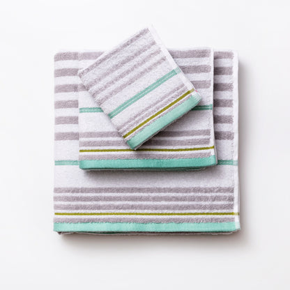 Set 3pc Toalla De Baño (tocador 30x50cm + Manos 50x90cm + Baño 70x140cm) 450gsm 100% Algodón Blanco Con Rayas Rainbow Be_0