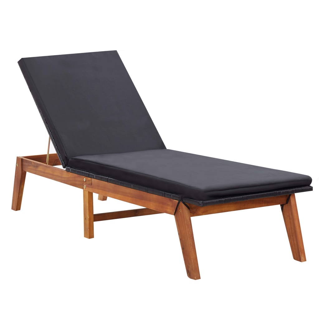 Tumbona Con Mesa Ratán Sintético Y Madera Maciza De Acacia_2