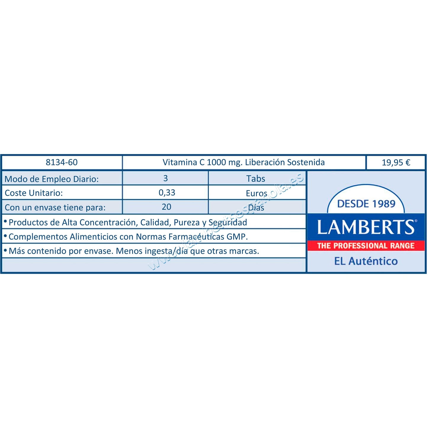 Lamberts Vitamina C 1000 mg Libertação Sustentada com Bioflavonoides e Rosa Mosqueta, 60 Comprimidos