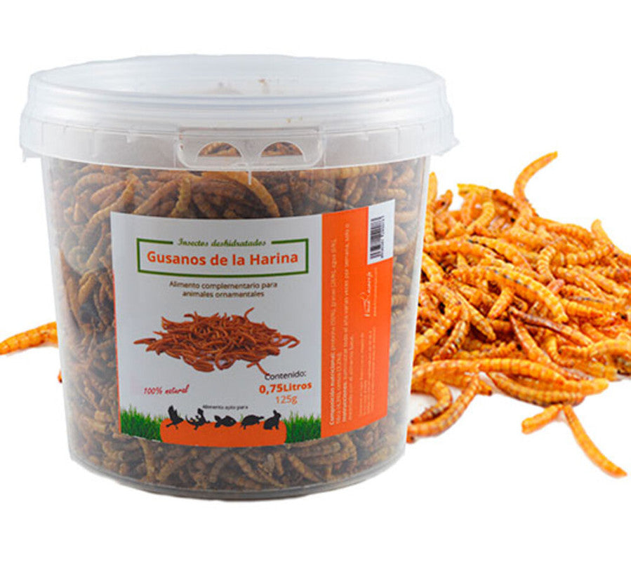 Gusanos y tenebrios deshidratados (200g) para reptiles, aves y mamíferos. Fuente natural de proteínas._0