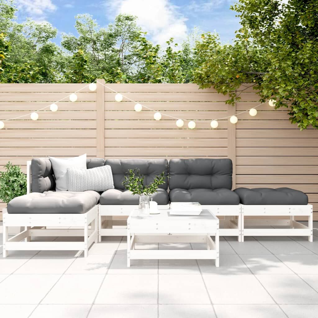 Vidaxl Juego De Muebles De Jardín 6 Piezas Madera Maciza Pino Blanco_1