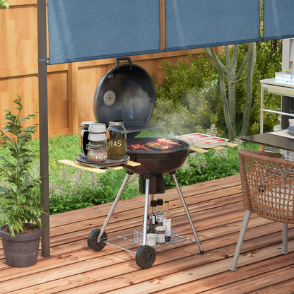 Outsunny Barbacoa De Carbón Con 2 Ruedas Estantes Plegables 117x68x91 Cm Negro_1