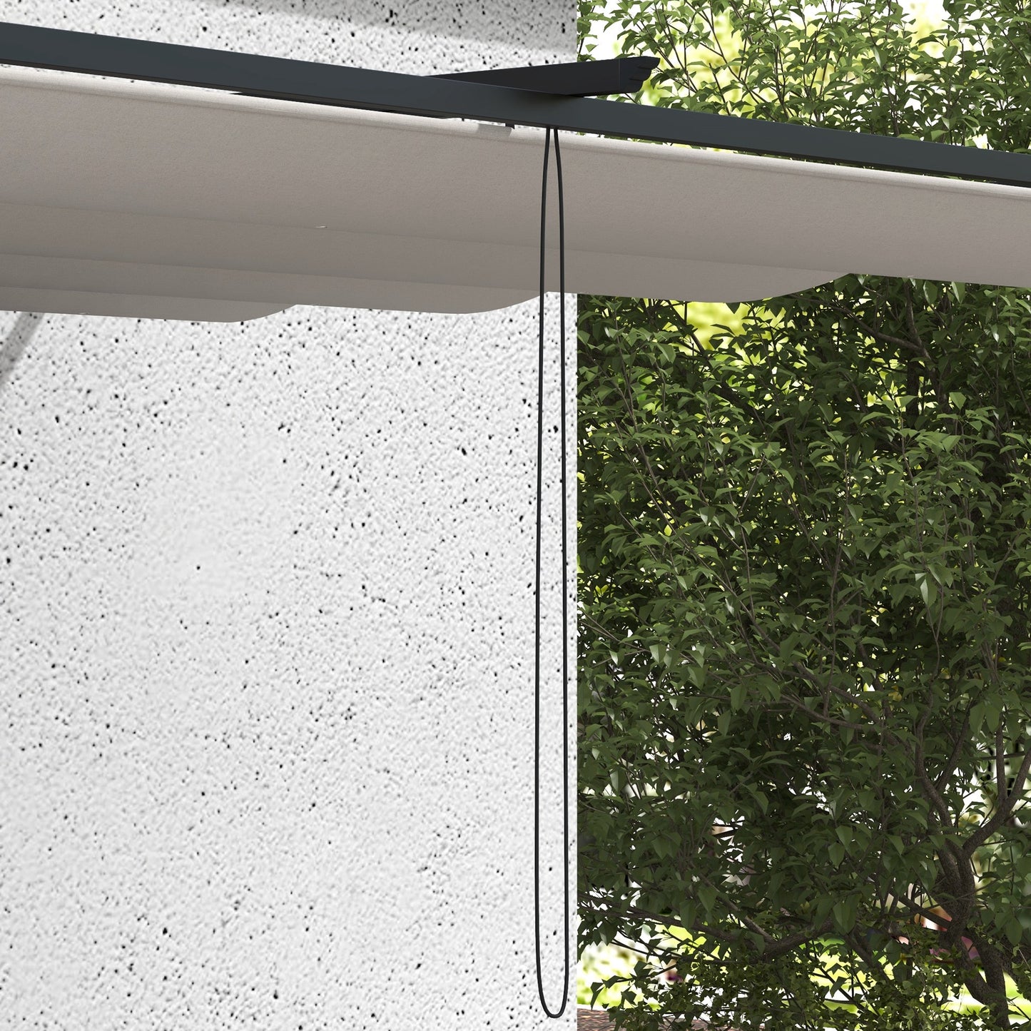 Outsunny Pérgola De Pared De Jardín 4x3 M Con Techo Retráctil Tela Poliéster_4