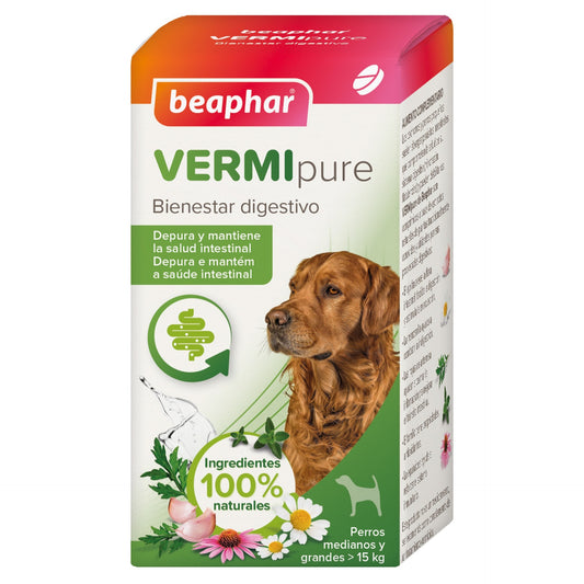 Beaphar VERMIpure Comprimidos Antiparasitários Naturais para Cães Médios e Grandes 50 comprimidos
