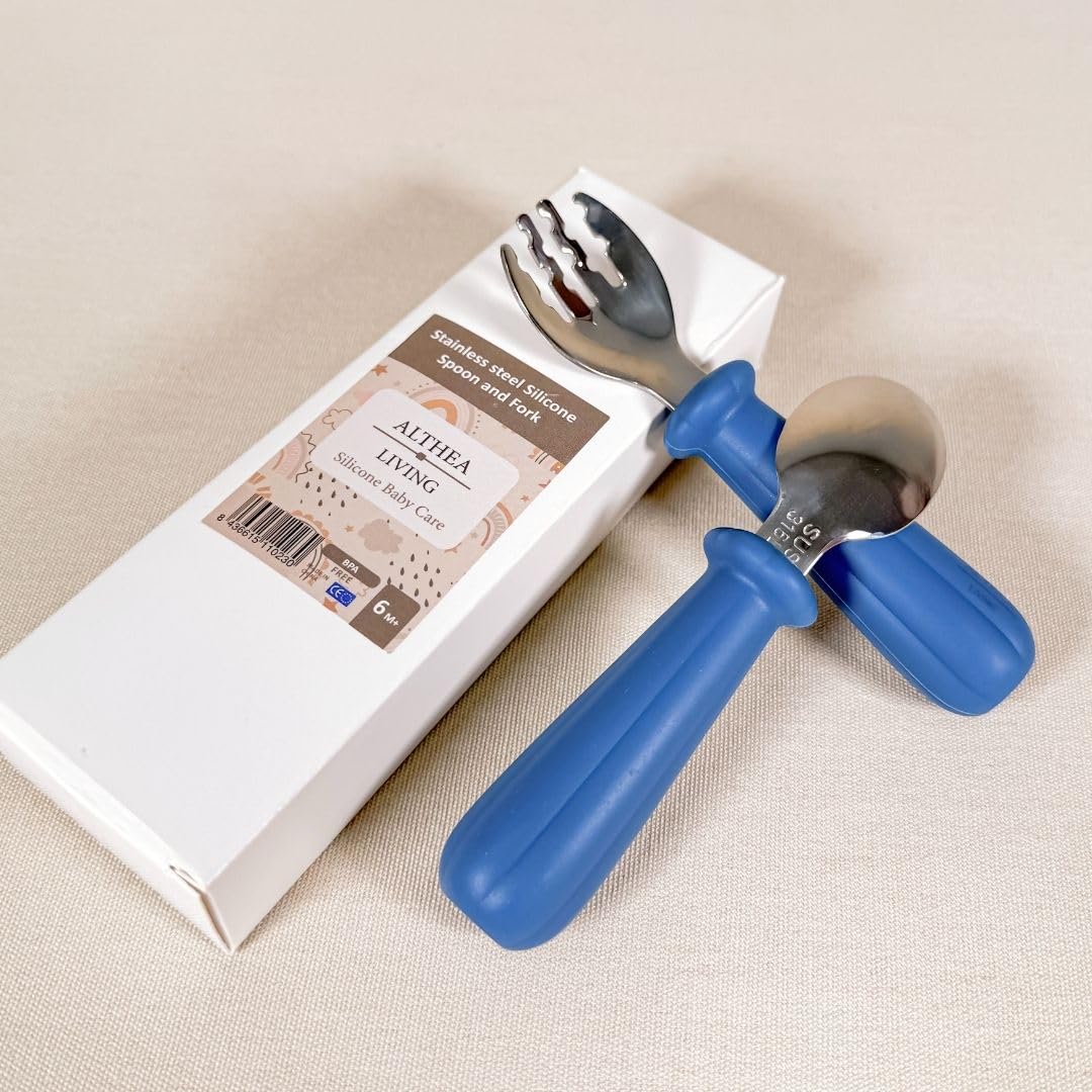 Juego De Tenedor Y Cuchara - Azul Marino._1