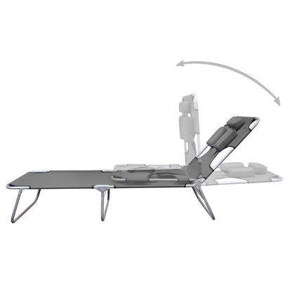 Vidaxl Tumbona Plegable Con Cojín De Cabeza Y Respaldo Ajustable Gris_5