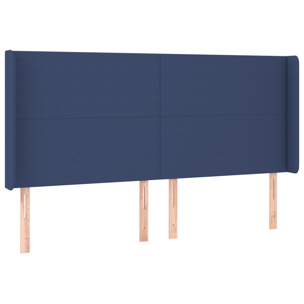 Cama Box Spring Colchón Y Luces Led Tela Azul 160x200 Cm / Vetonek_2