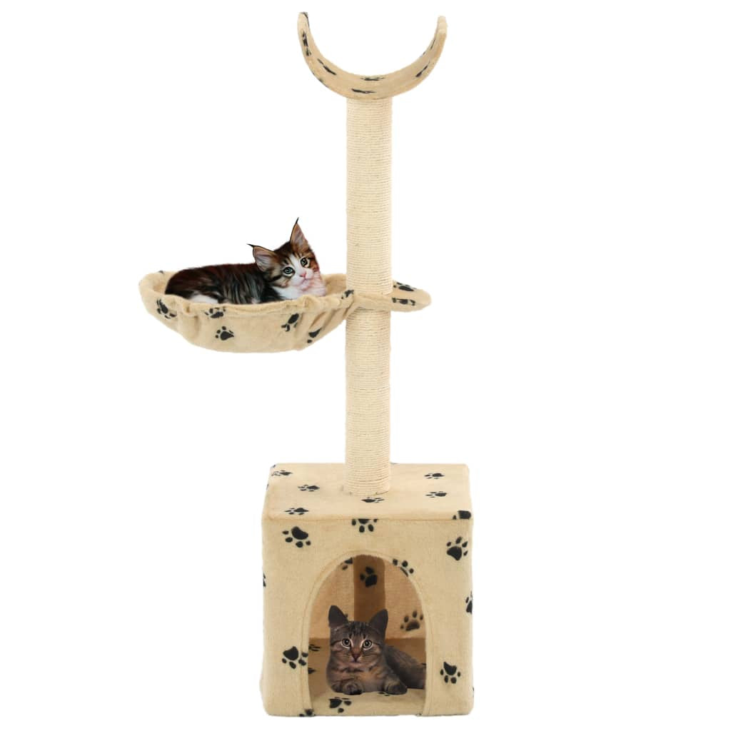 Vidaxl Rascador Para Gatos Poste De Sisal 105 Cm Huellas Beige_1