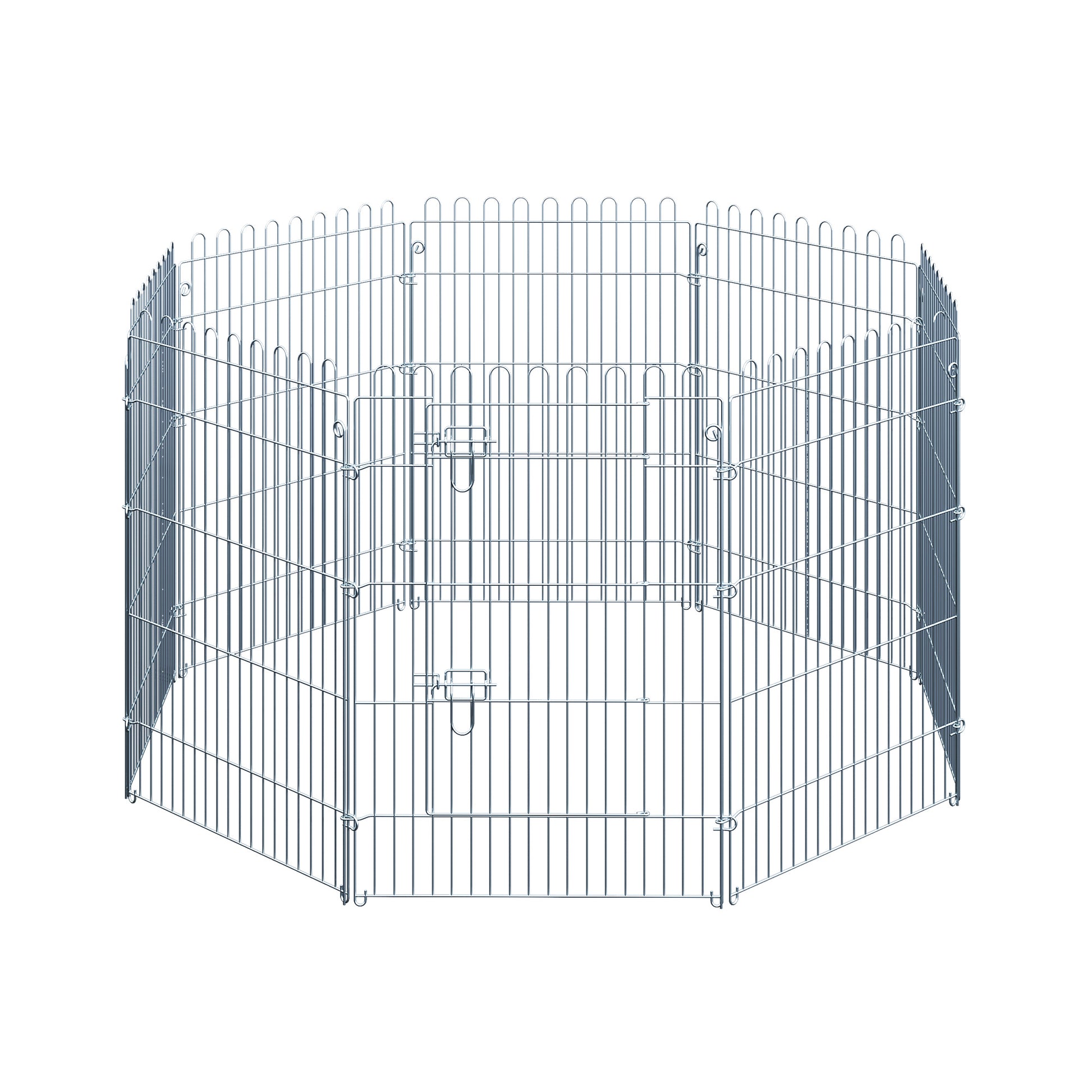 Pawhut Parque Para Perros De 8 Piezas 63x91 Cm Con 1 Puerta Plata_0