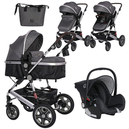 Carro De Bebé Tres Piezas Convertible Lora Hasta 15 Kg Steel Grey_0